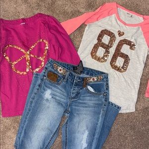 Girls shirts and jeans